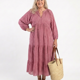 Arlette | Midikleid mit geometrischem Print und langem Arm