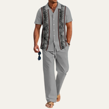Das Cortona Herren Leichtes Gestreiftes 2-teiliges Set – Hemd und Hose