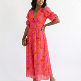 Willow | Midikleid mit Blumendruck und Puffärmeln