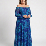 Aspen | Geblümtes Off-Shoulder-Maxikleid