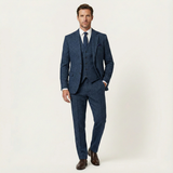 Der Norwood Herren Tweed 3-teiliger Anzug – Slim-Fit-Sakko im Fischgrat, Weste & Hose