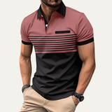 Das Trieste Herren-Poloshirt gestreift, modern und schmal geschnitten