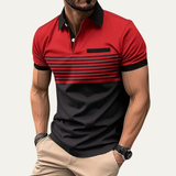 Das Trieste Herren-Poloshirt gestreift, modern und schmal geschnitten