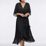 Elysia | Midikleid mit V-Ausschnitt und Bindegürtel