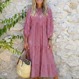 Arlette | Midikleid mit geometrischem Print und langem Arm