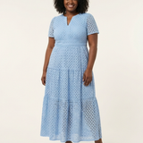 Brielle | Stufen-Midikleid mit V-Ausschnitt und kurzem Arm