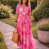 Ione | Midikleid mit Blumendruck und Flatterärmeln