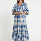 Elodie | Stufen-Midikleid mit Rautenmuster