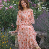 Rosalie | Geblümtes Off-Shoulder-Maxikleid mit Volantstufen