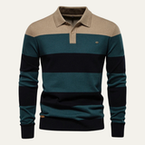 Der Latina Herren-Polopullover aus Baumwolle, gestreift, mit Knopfleiste