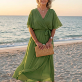 Elysia | Midikleid mit V-Ausschnitt und Bindegürtel