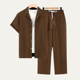 Das Dervio Herren Leinen-Zweiteiler-Set – Leichtes Hemd mit Knopfleiste & lässige Hose