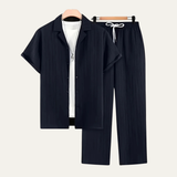 Das Dervio Herren Leinen-Zweiteiler-Set – Leichtes Hemd mit Knopfleiste & lässige Hose