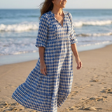 Elodie | Stufen-Midikleid mit Rautenmuster