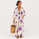 Inés Kaftan in Weiß mit Blumendruck