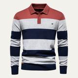Der Latina Herren-Polopullover aus Baumwolle, gestreift, mit Knopfleiste