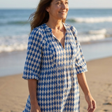 Elodie | Stufen-Midikleid mit Rautenmuster