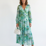Althea | Maxikleid mit Blumendruck und langen Ärmeln