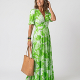 Ione | Geblümtes Midikleid mit kurzen Ärmeln