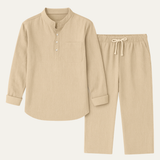Das Versailles Herren Langarmhemd & lässige Hose – Leichtes Strand-Outfit