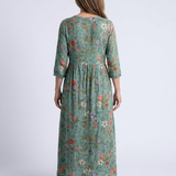 Marina | Geblümtes Maxikleid mit V-Ausschnitt und Dreiviertelarm