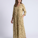 Marina | Geblümtes Maxikleid mit V-Ausschnitt und Dreiviertelarm
