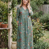 Marina | Geblümtes Maxikleid mit V-Ausschnitt und Dreiviertelarm
