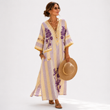 Kaftan in Flieder mit Blumendruck