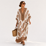 Nora Kaftan in Creme mit Blattdruck