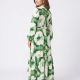 Sabine | Stufen-Maxikleid mit langem Arm und Bindegürtel