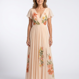 Calista | Plissiertes Maxikleid mit Blumendruck