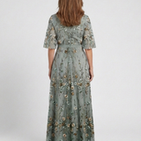 Evadne | Maxikleid mit Blumenmuster und kurzen Ärmeln