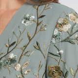 Evadne | Maxikleid mit Blumenmuster und kurzen Ärmeln
