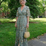 Evadne | Maxikleid mit Blumenmuster und kurzen Ärmeln