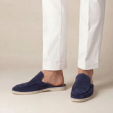 Yacht-Mule aus Veloursleder in Marineblau