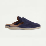 Yacht-Mule aus Veloursleder in Marineblau