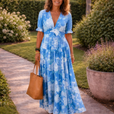 Ione | Midikleid mit Blumendruck und Flatterärmeln