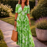 Ione | Midikleid mit Blumendruck und Flatterärmeln