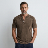 Lucas – Herren-T-Shirt mit durchgehender Knopfleiste im Vintage-Look