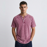 Léo – Herren-T-Shirt im Vintage-Look mit Knopfleiste