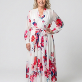 Lillian | Geblümtes Wickel-Maxikleid mit langem Arm