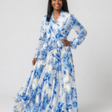 Lillian | Geblümtes Wickel-Maxikleid mit langem Arm