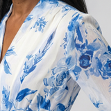 Lillian | Geblümtes Wickel-Maxikleid mit langem Arm