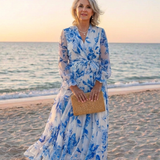 Lillian | Geblümtes Wickel-Maxikleid mit langem Arm