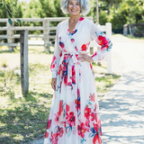 Lillian | Geblümtes Wickel-Maxikleid mit langem Arm