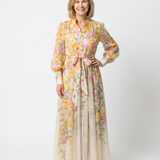 Cressida - Geblümtes Maxikleid mit transparentem Langarm