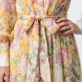 Cressida - Geblümtes Maxikleid mit transparentem Langarm