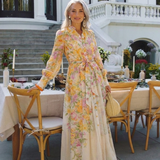 Cressida - Geblümtes Maxikleid mit transparentem Langarm