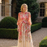 Cressida - Geblümtes Maxikleid mit transparentem Langarm