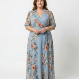 Elowen | Wickelkleid in Maxilänge mit Blumenmuster